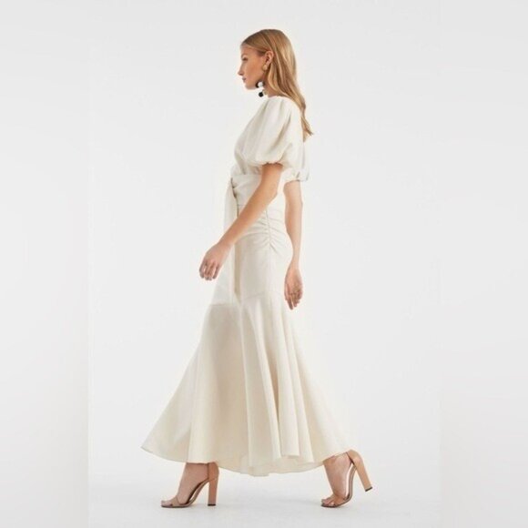 Sachin & Babi Camila Ivory Crepe Ruched Mermaid Maxi Dress NEW $650 Size 10 - Picture 3 of 13